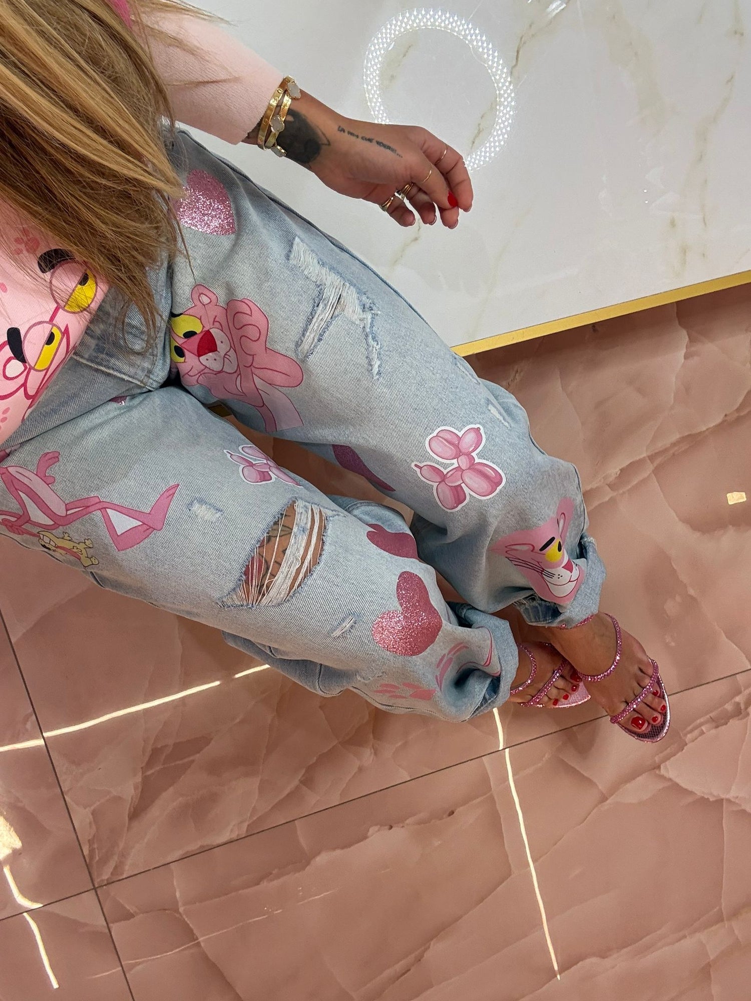 Jeans Pantera Rosa ♥