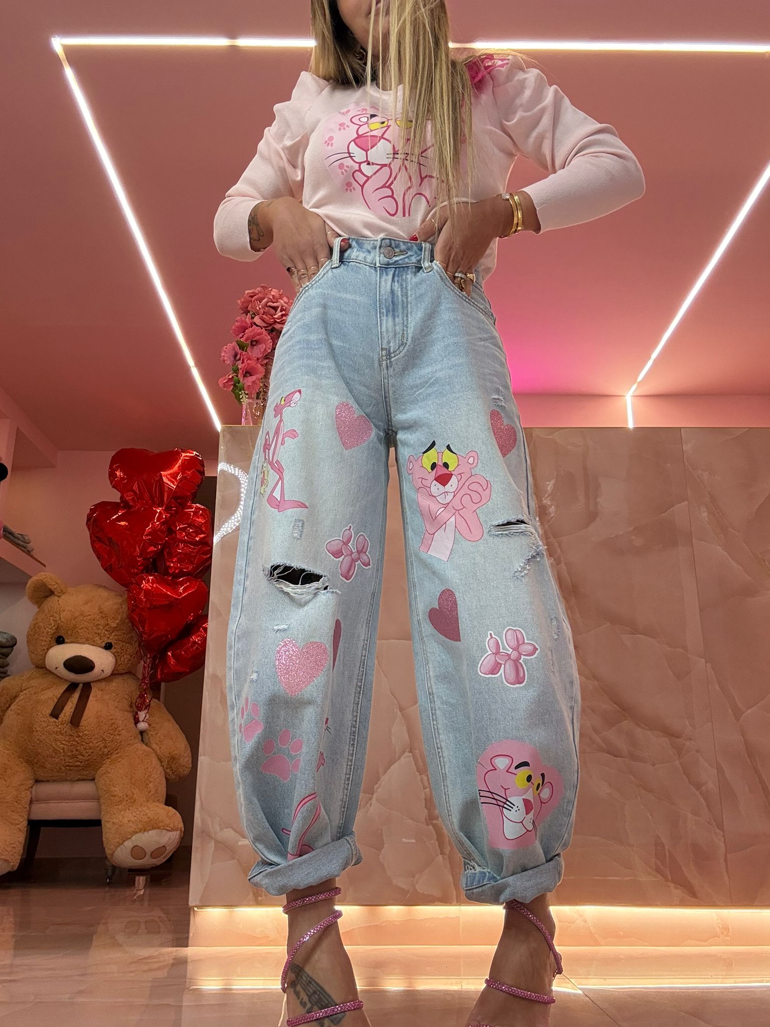 Jeans Pantera Rosa ♥