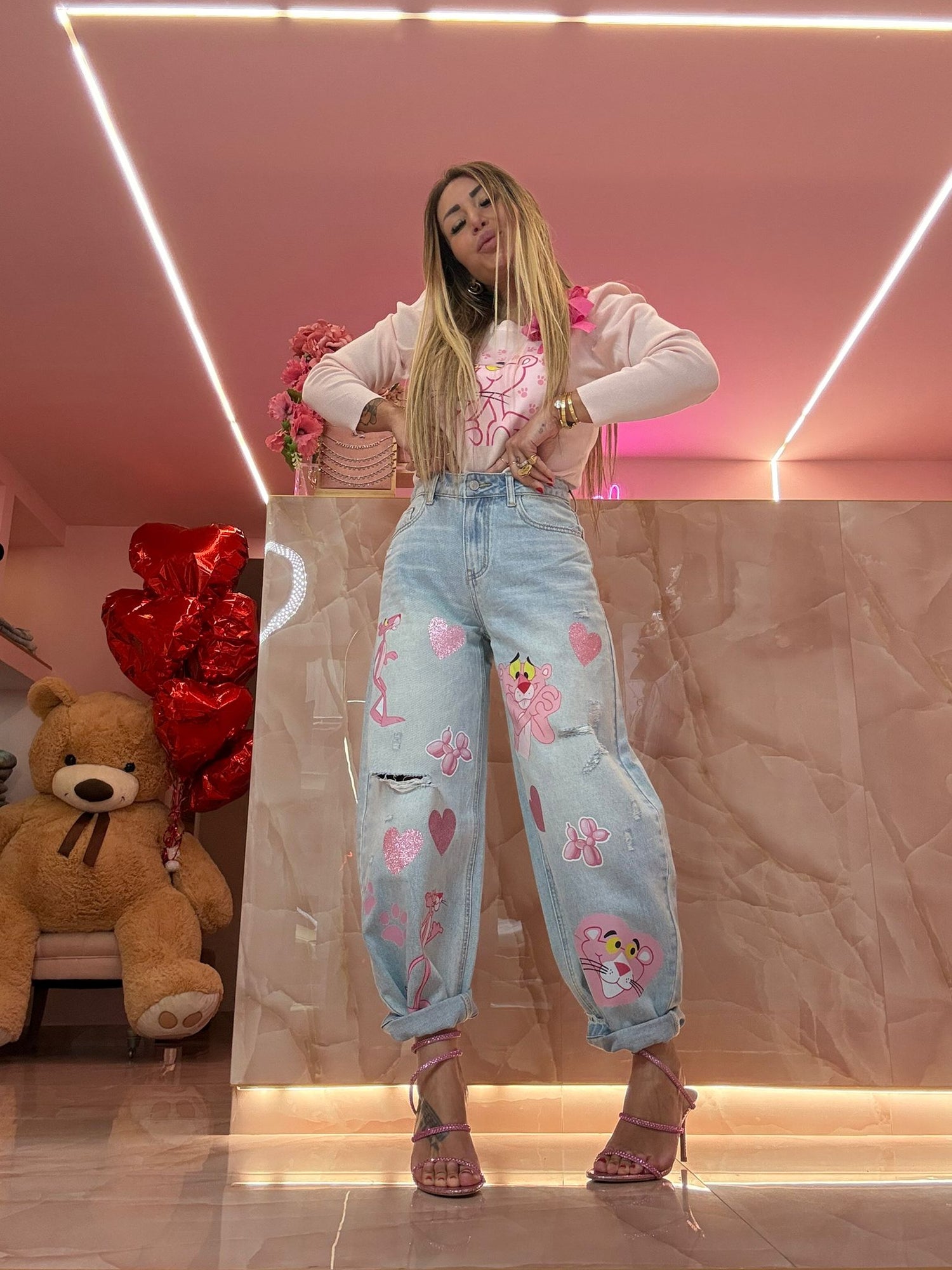 Jeans Pantera Rosa ♥