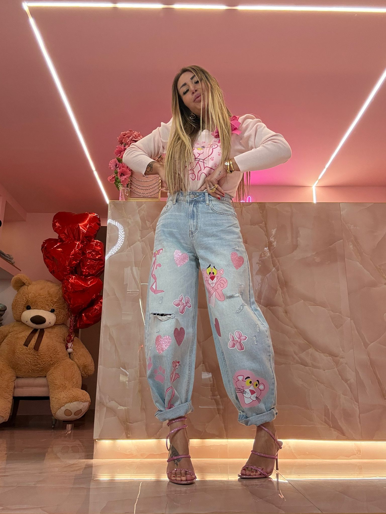 Jeans Pantera Rosa ♥