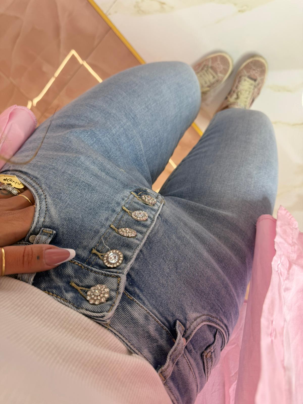 Jeans Bottoni Diamantini ♥