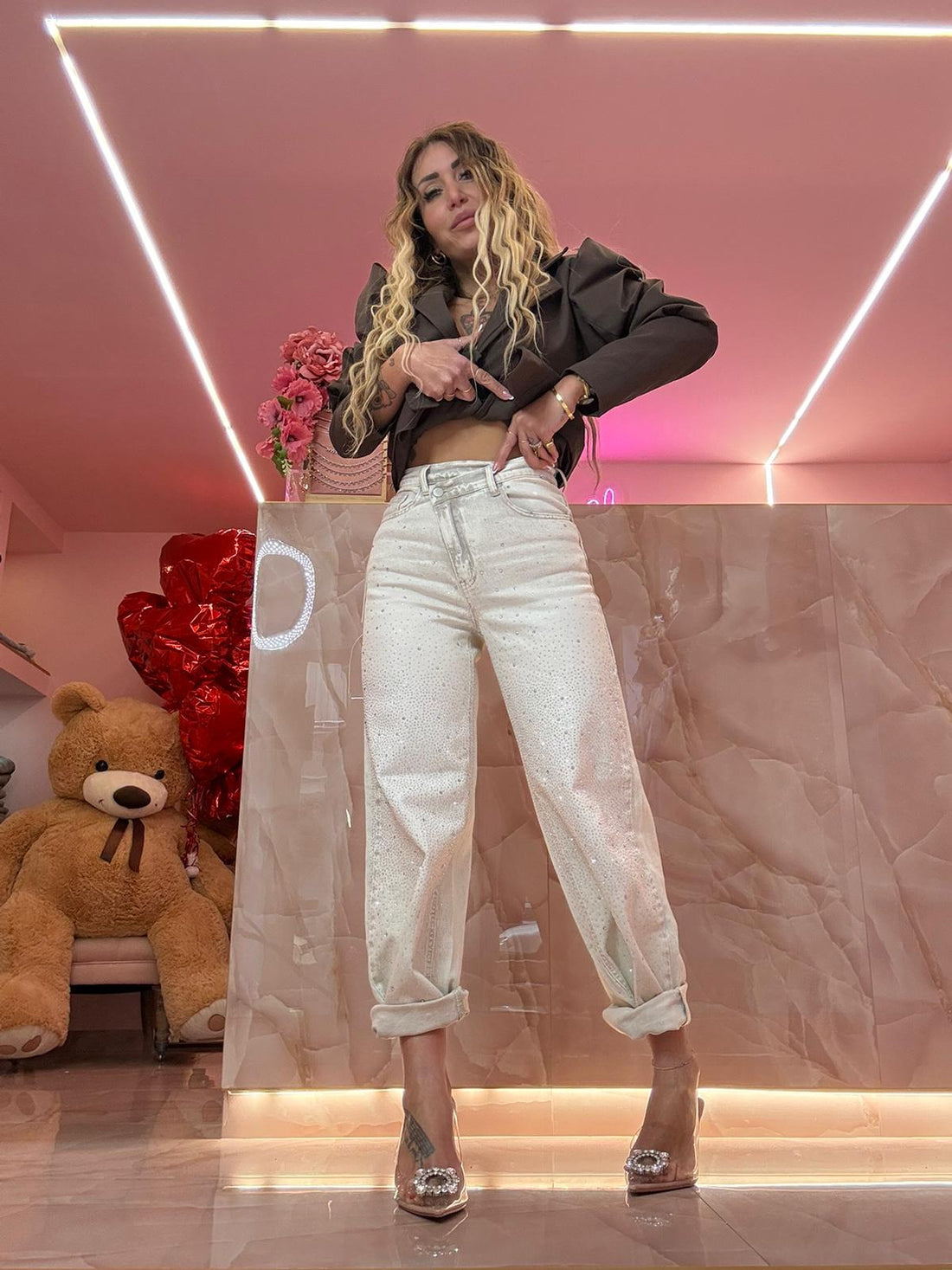 Jeans Pammy Glitter Asimmetrico ♥