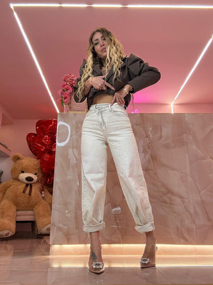 Jeans Pammy Glitter Asimmetrico ♥