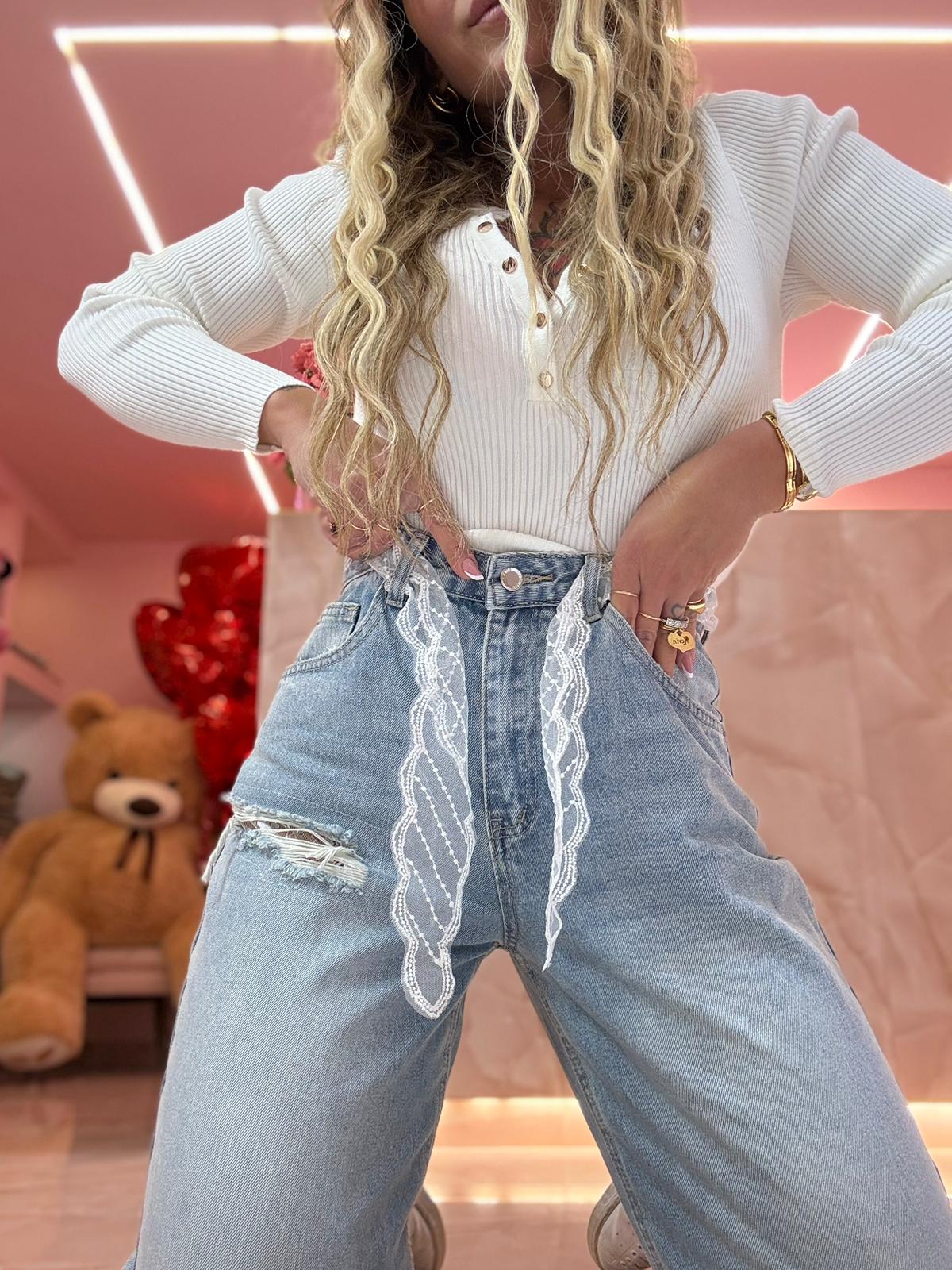Jeans Balloon Strappi Merletto ♥