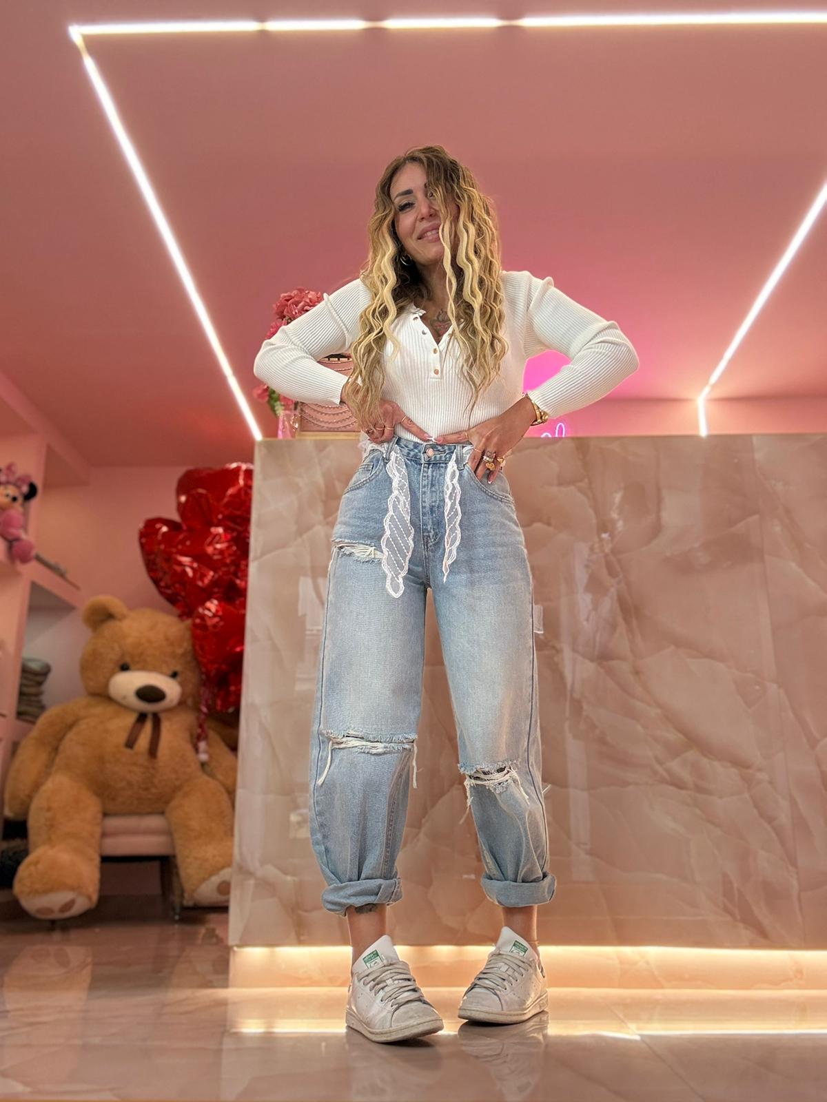 Jeans Balloon Strappi Merletto ♥