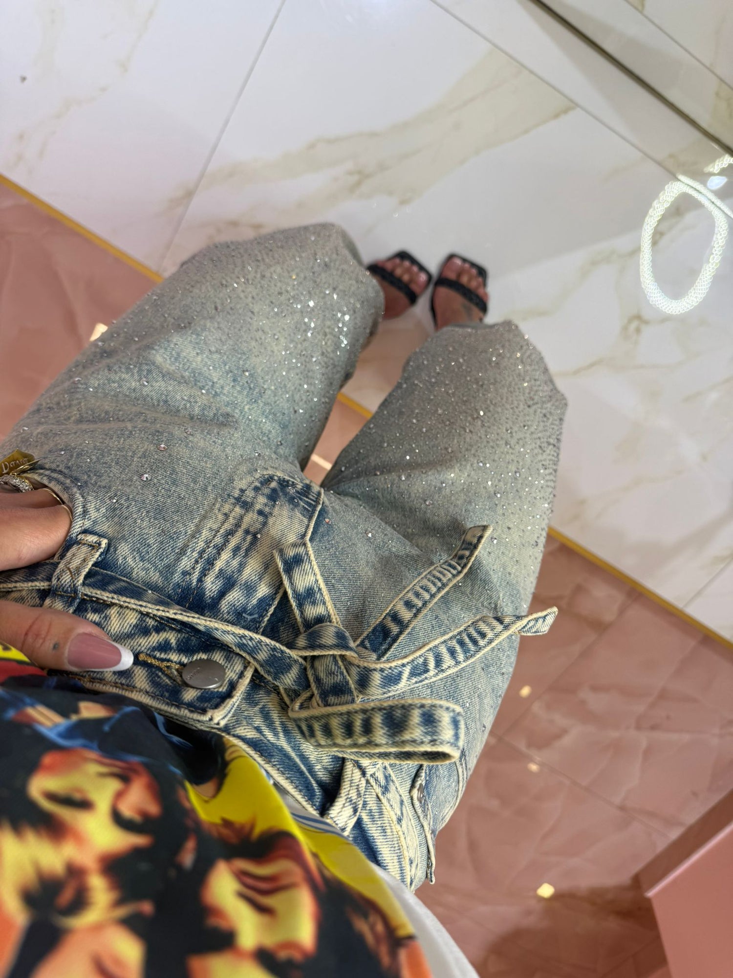 Jeans Brillantinoso Con Cinturino ♥