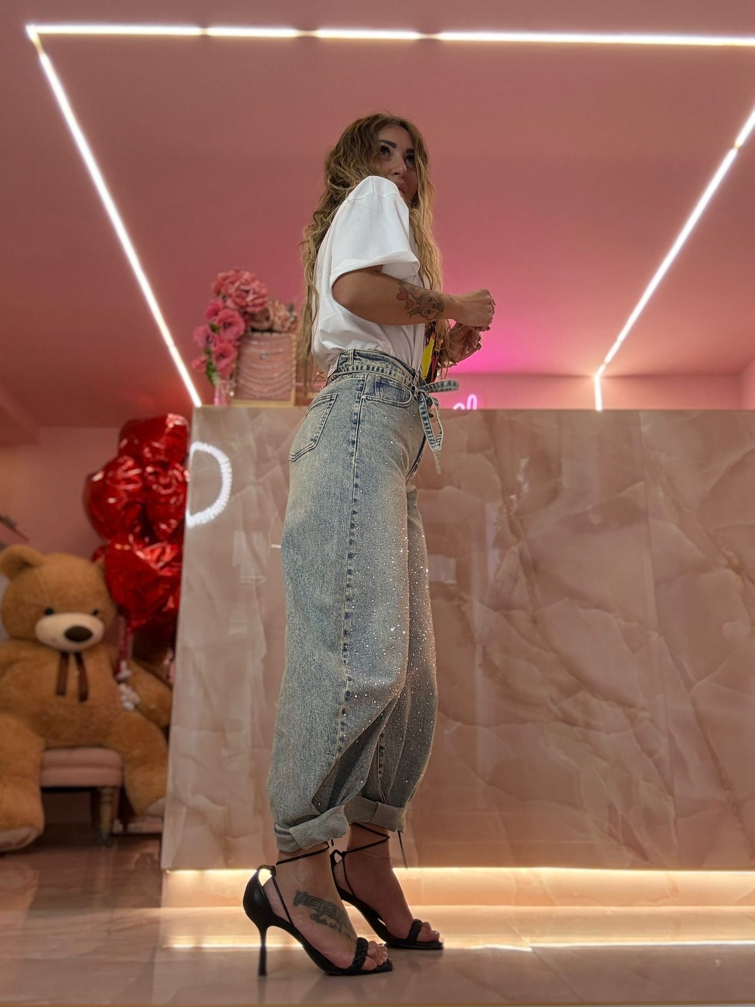 Jeans Brillantinoso Con Cinturino ♥