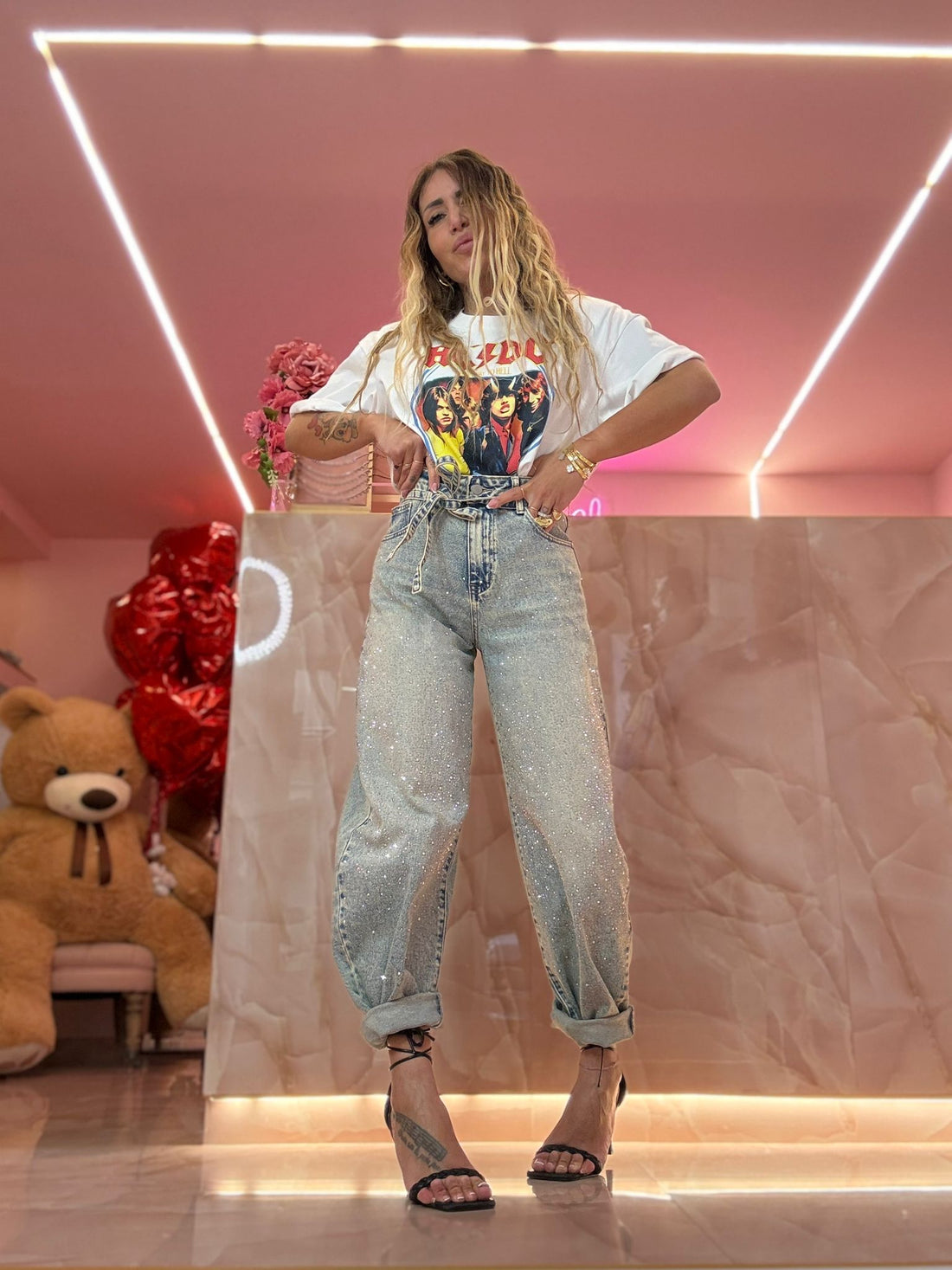 Jeans Brillantinoso Con Cinturino ♥