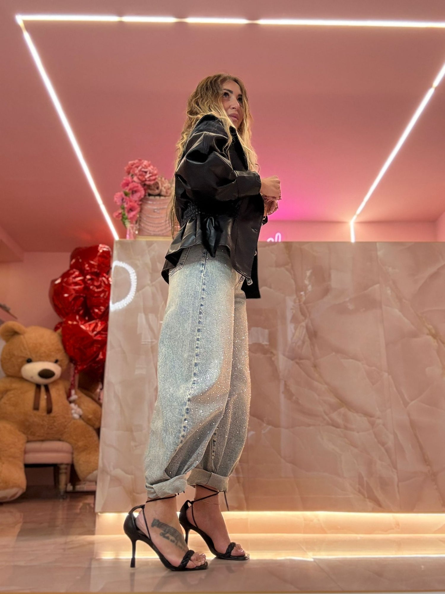 Jeans Brillantinoso Con Cinturino ♥