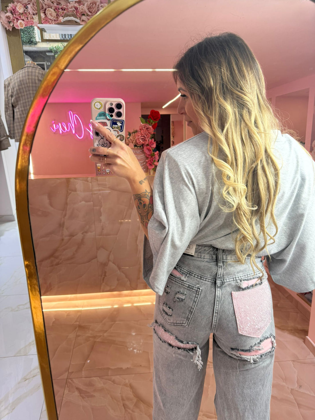 Jeans Tasca Glitter Rosa Grigio ♥