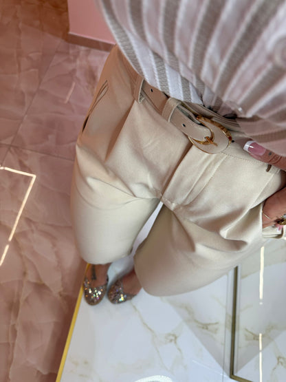 Pantalone Cinturino Rosa Beige ★