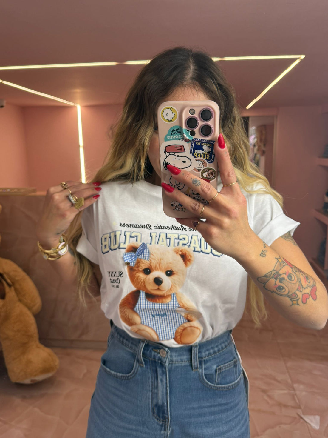 Shirt Teddy Quadretti Bianca ♥