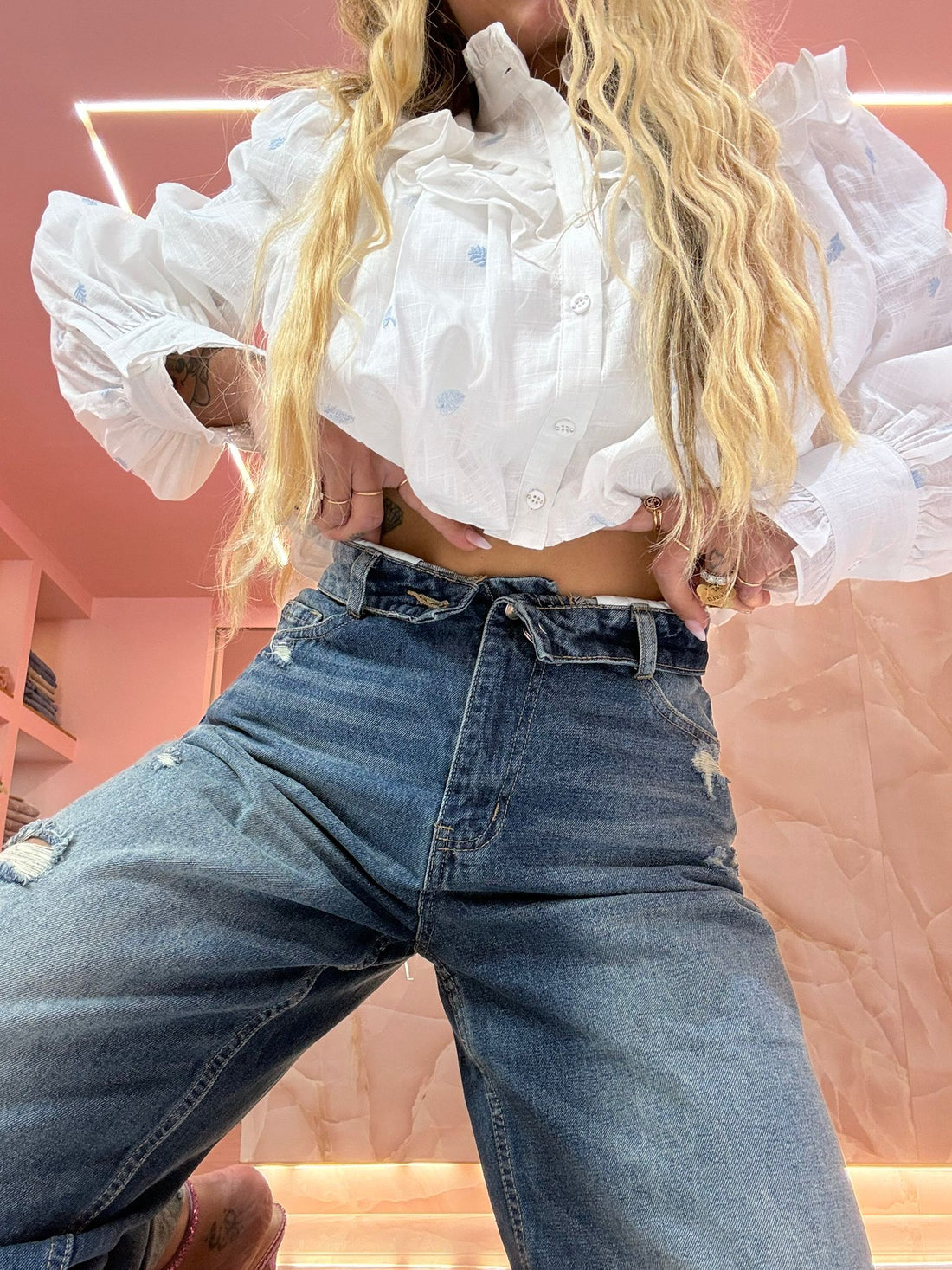 Jeans Denim Strappi &amp; Risvolto ♥