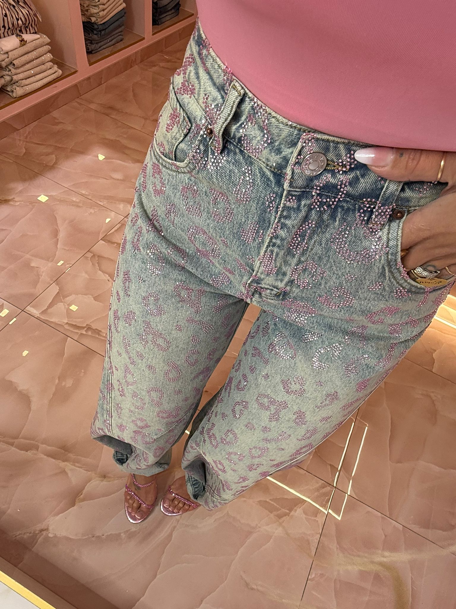 Jeans Animalier Glitter Rosa ♥