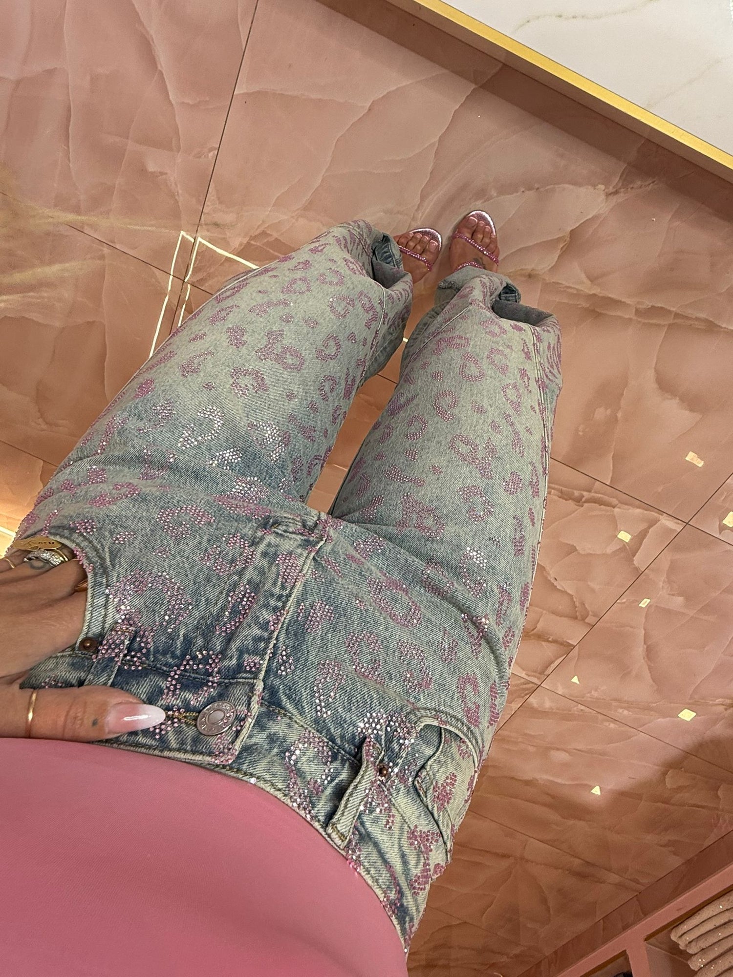 Jeans Animalier Glitter Rosa ♥