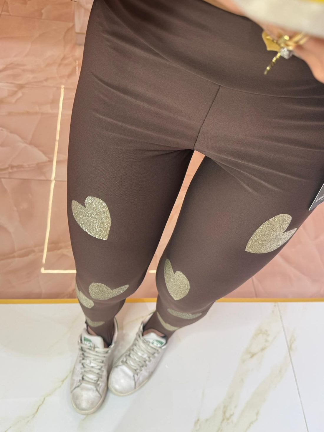 Legging Piedino Marrone Cuori Oro ♥