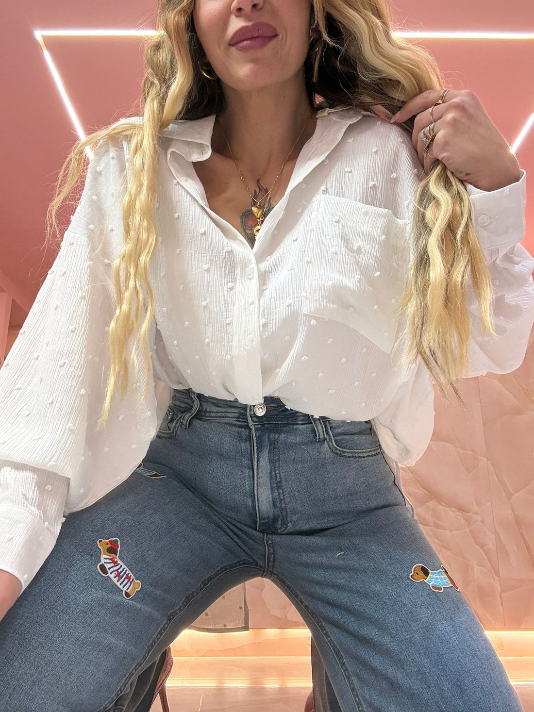 Camicia Pois Rilievo Bianchi ♥