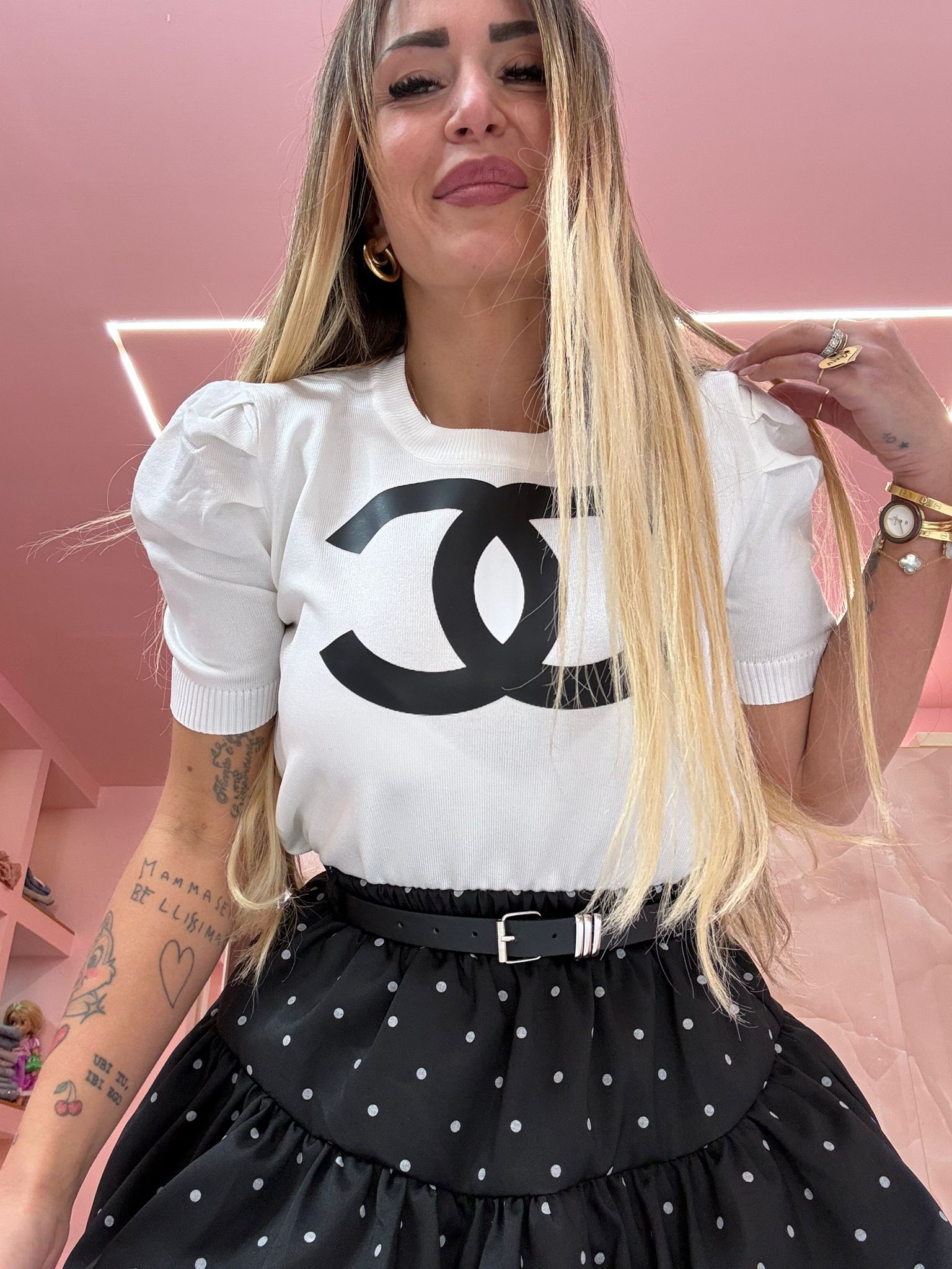Maglia Filo Loghetto Nero ♥