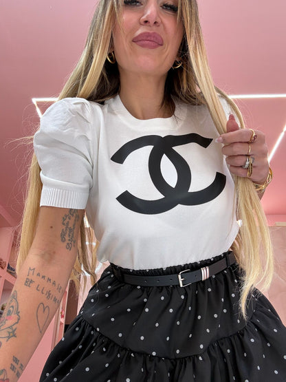 Maglia Filo Loghetto Nero ♥