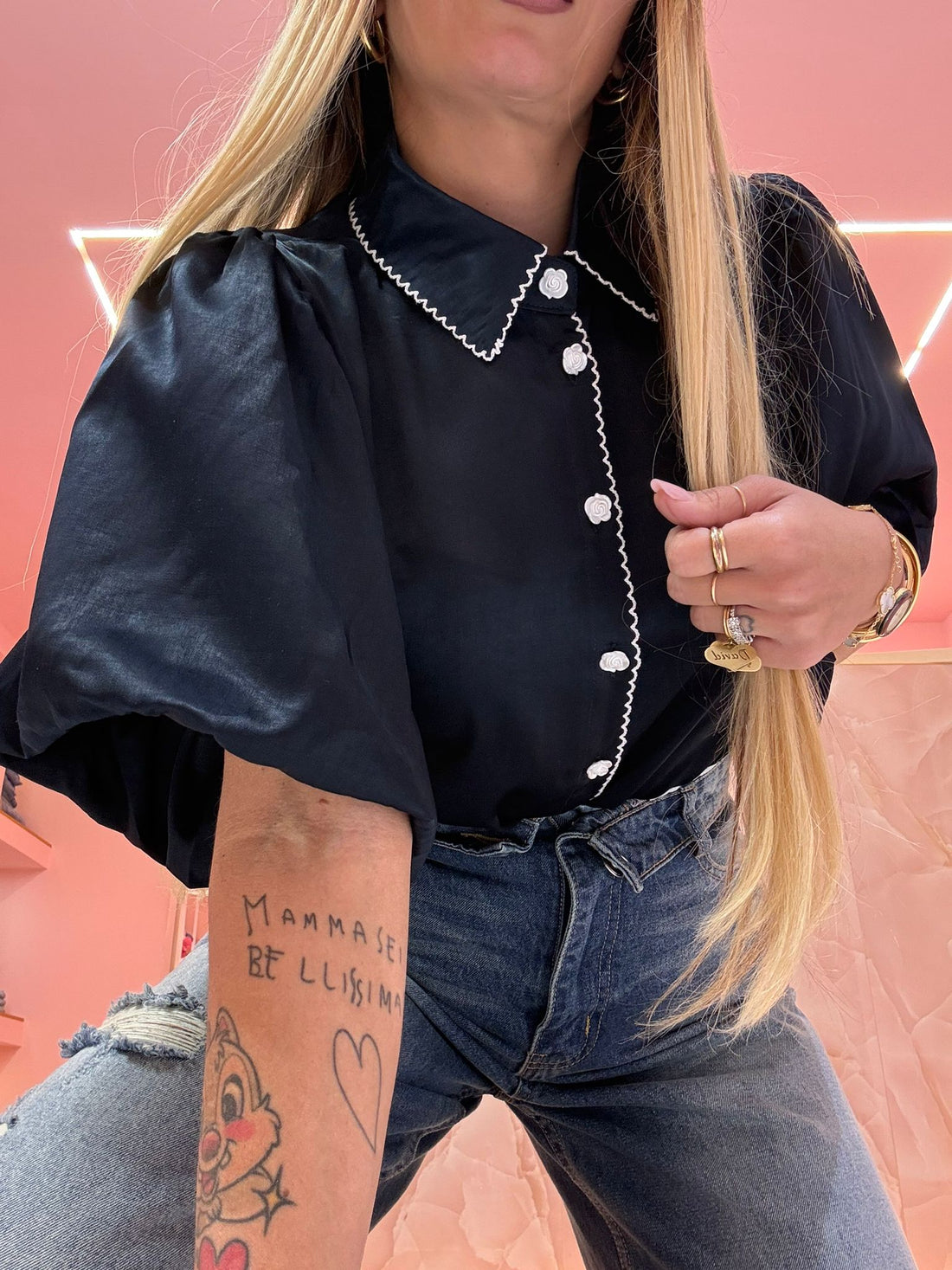 Camicia Peonia Blu Navy ♥