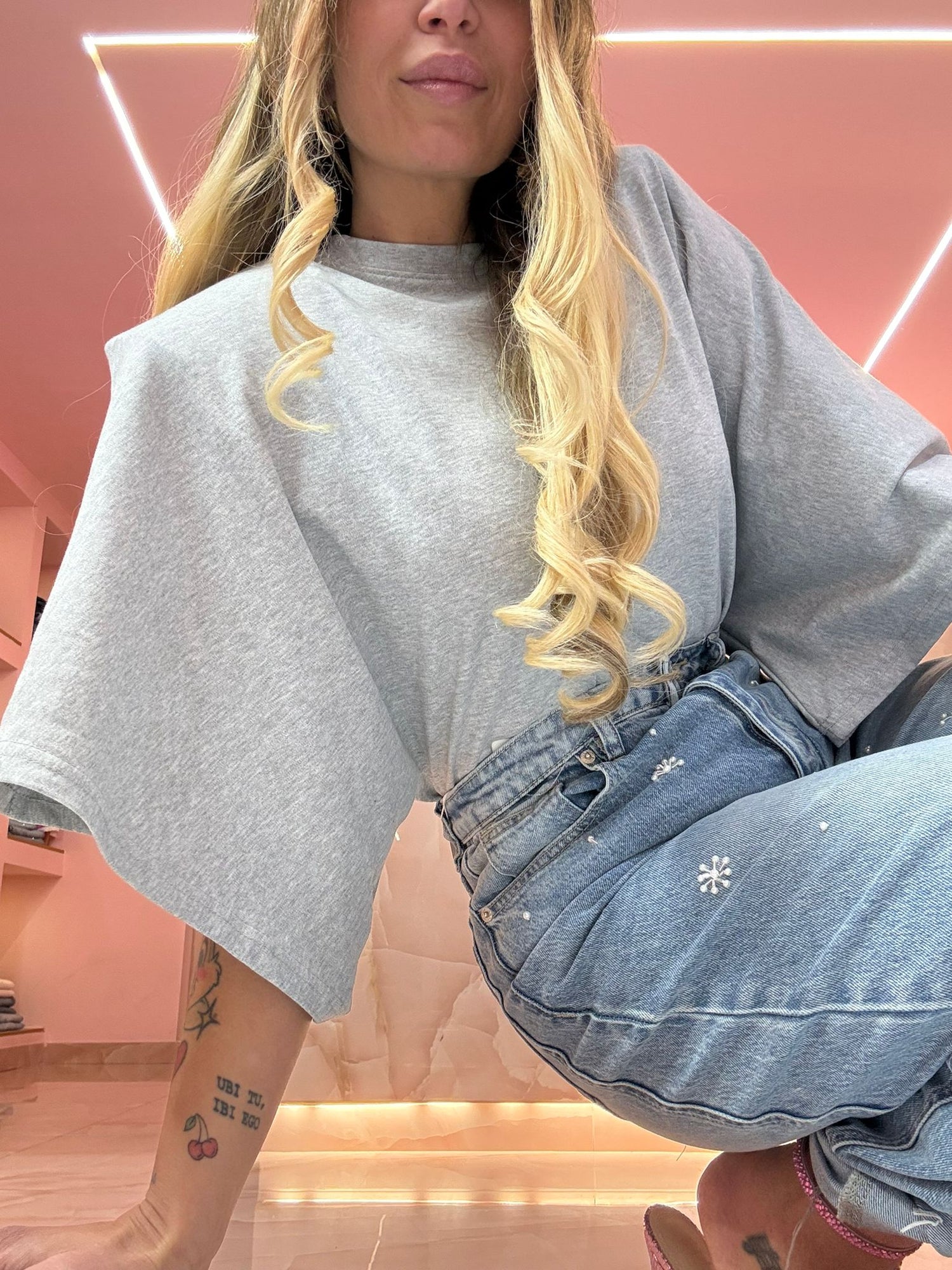 Shirt Maxi Spallina TreQuarti Grigia ♥