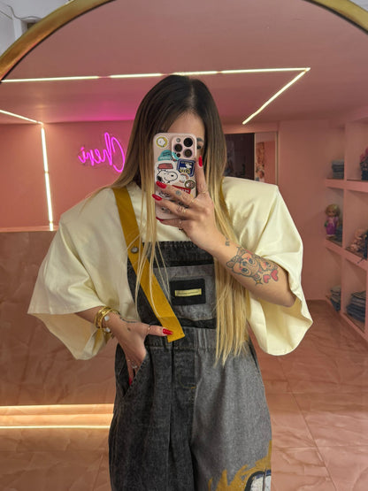 Shirt Maxi Spallina TreQuarti Gialla Pstello ♥