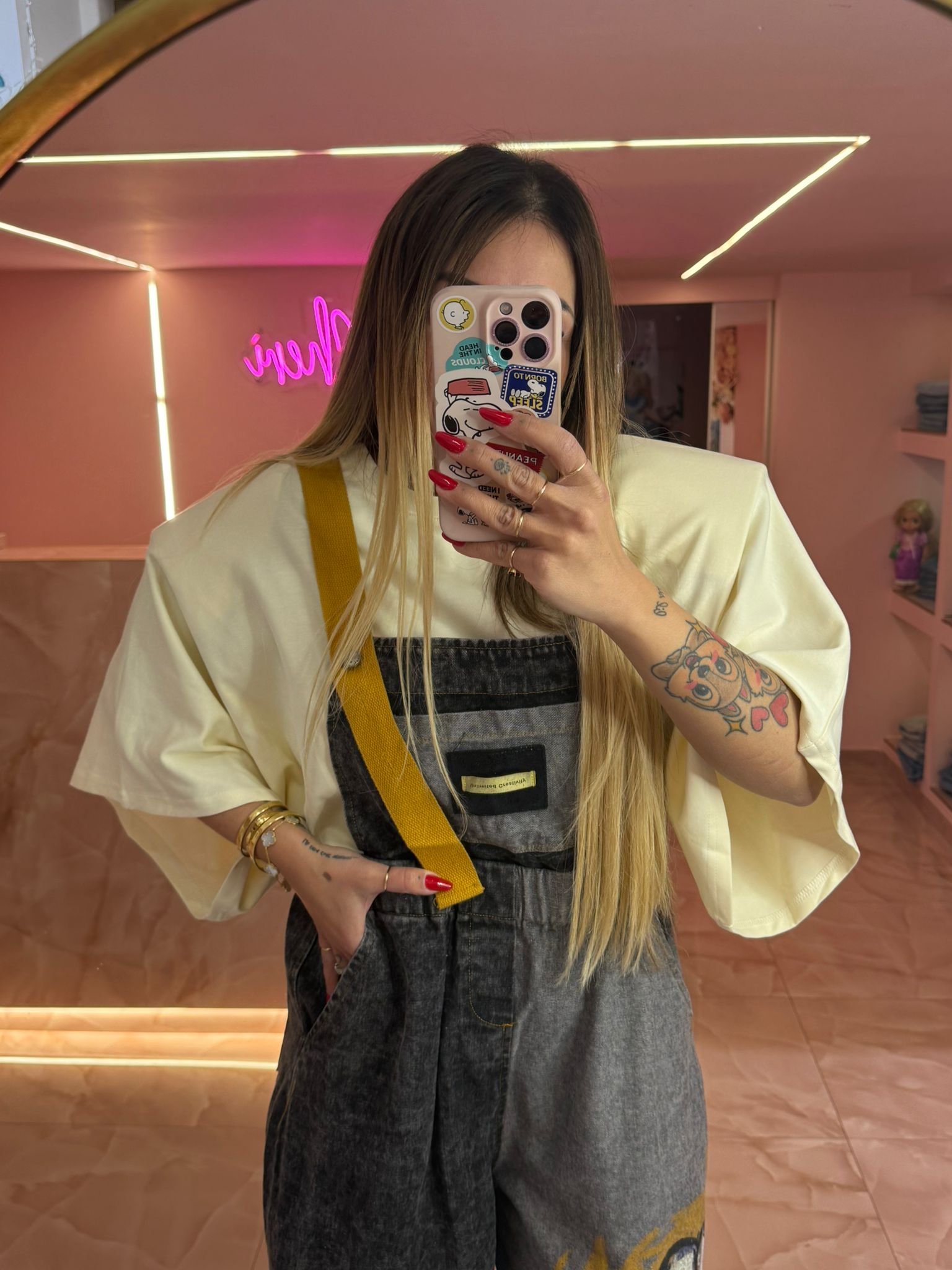 Shirt Maxi Spallina TreQuarti Gialla Pstello ♥