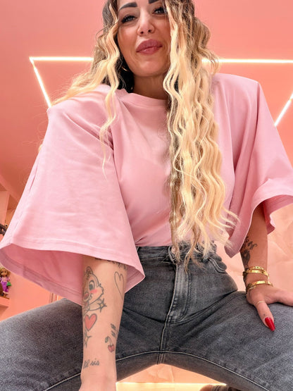 Shirt Maxi Spallina TreQuarti Rosa ♥