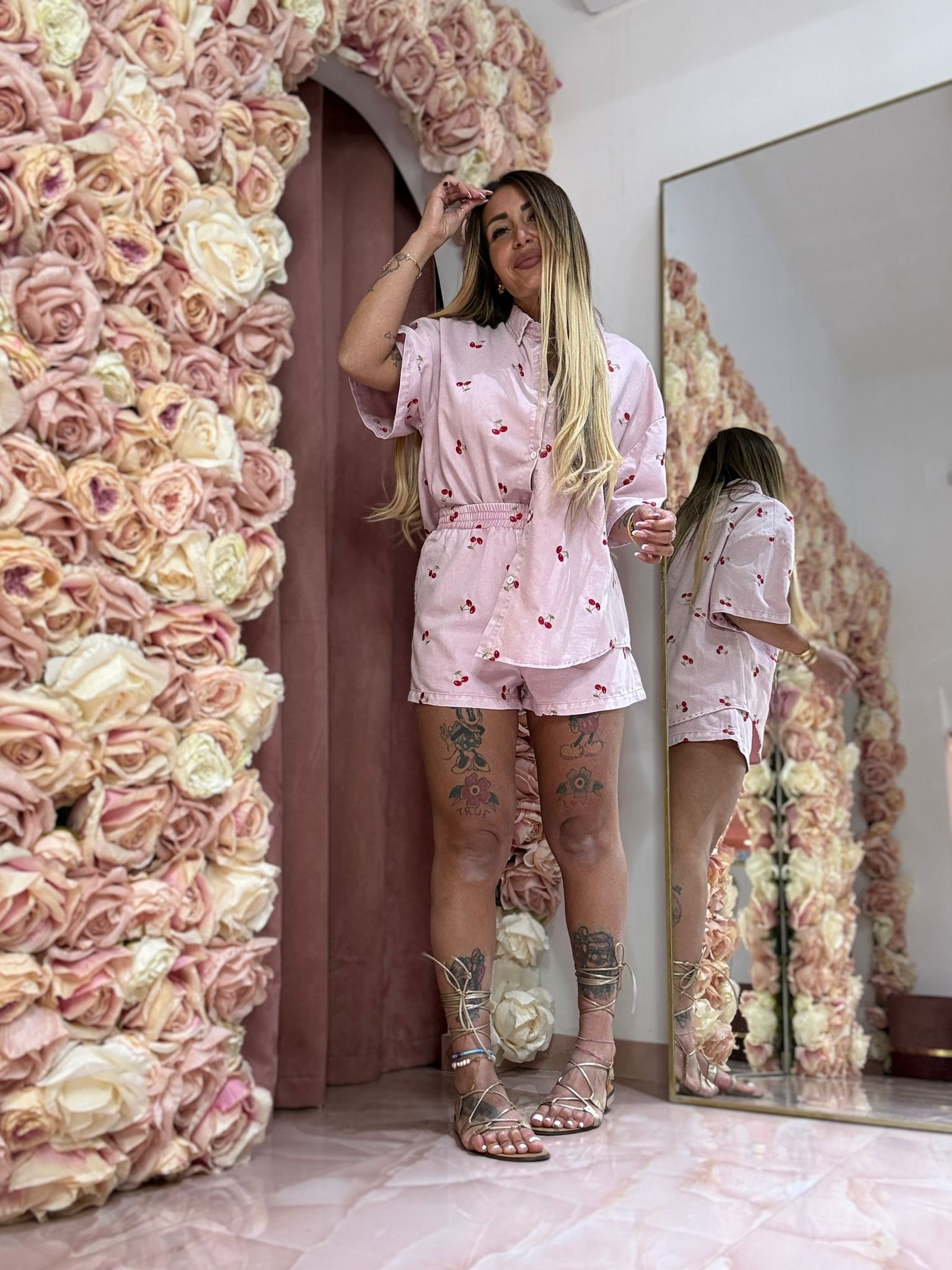 Set Ciliegine In Gamba Denim Rosa ♥