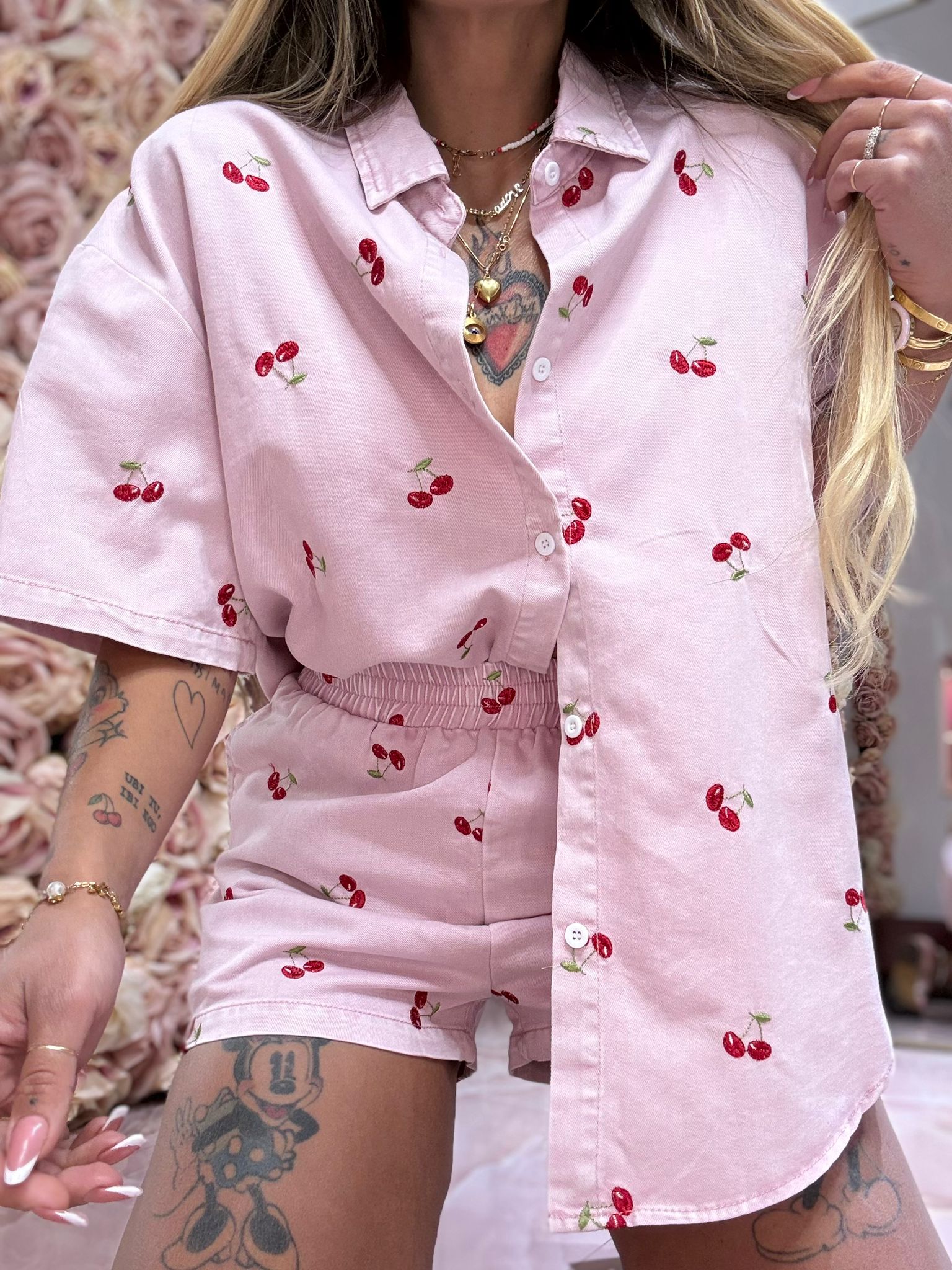 Set Ciliegine In Gamba Denim Rosa ♥