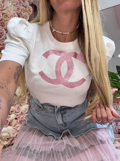 Maglia In Filo Loghetto Rosa ♥