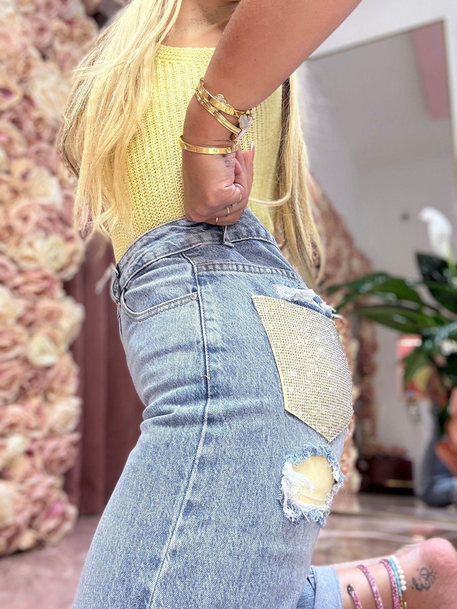 Jeans Strappi  Giallo ♥