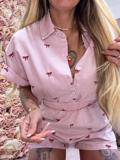 Set Fiocchetti In Gamba Denim Rosa ♥