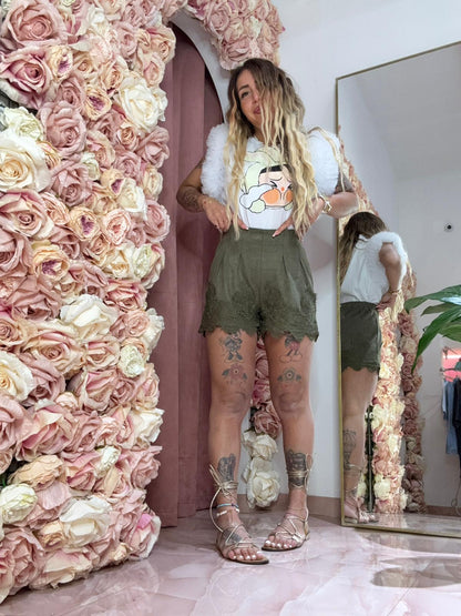 Pantaloncini In Renna Verde Malva ♥
