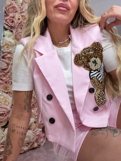 Coordinato Bermuda Teddy Da Spasso Rosa ♥