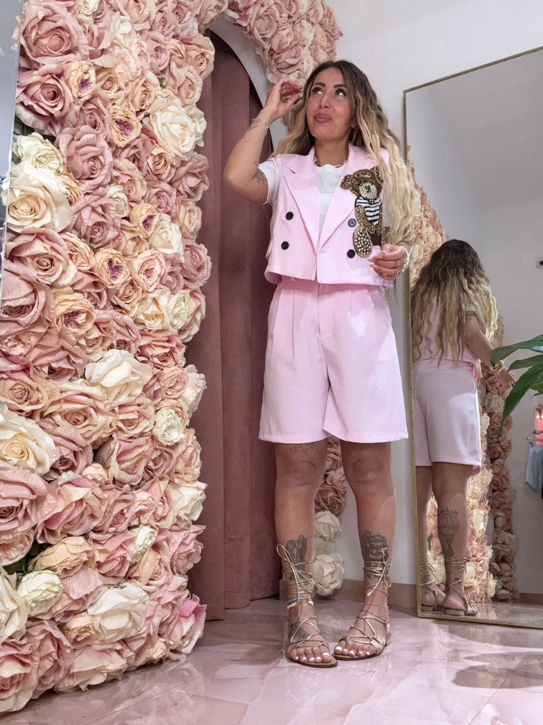 Coordinato Bermuda Teddy Da Spasso Rosa ♥