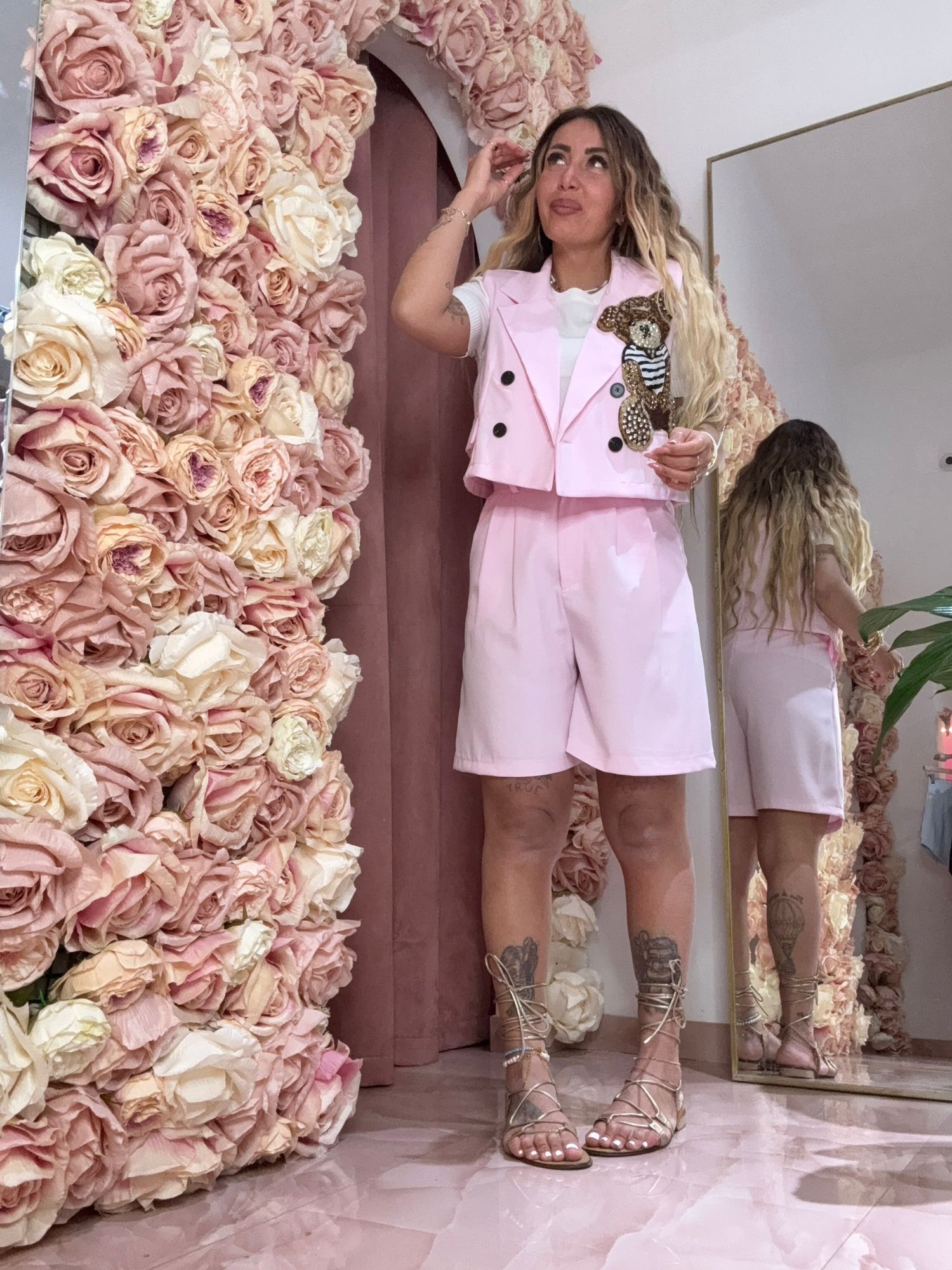 Coordinato Bermuda Teddy Da Spasso Rosa ♥