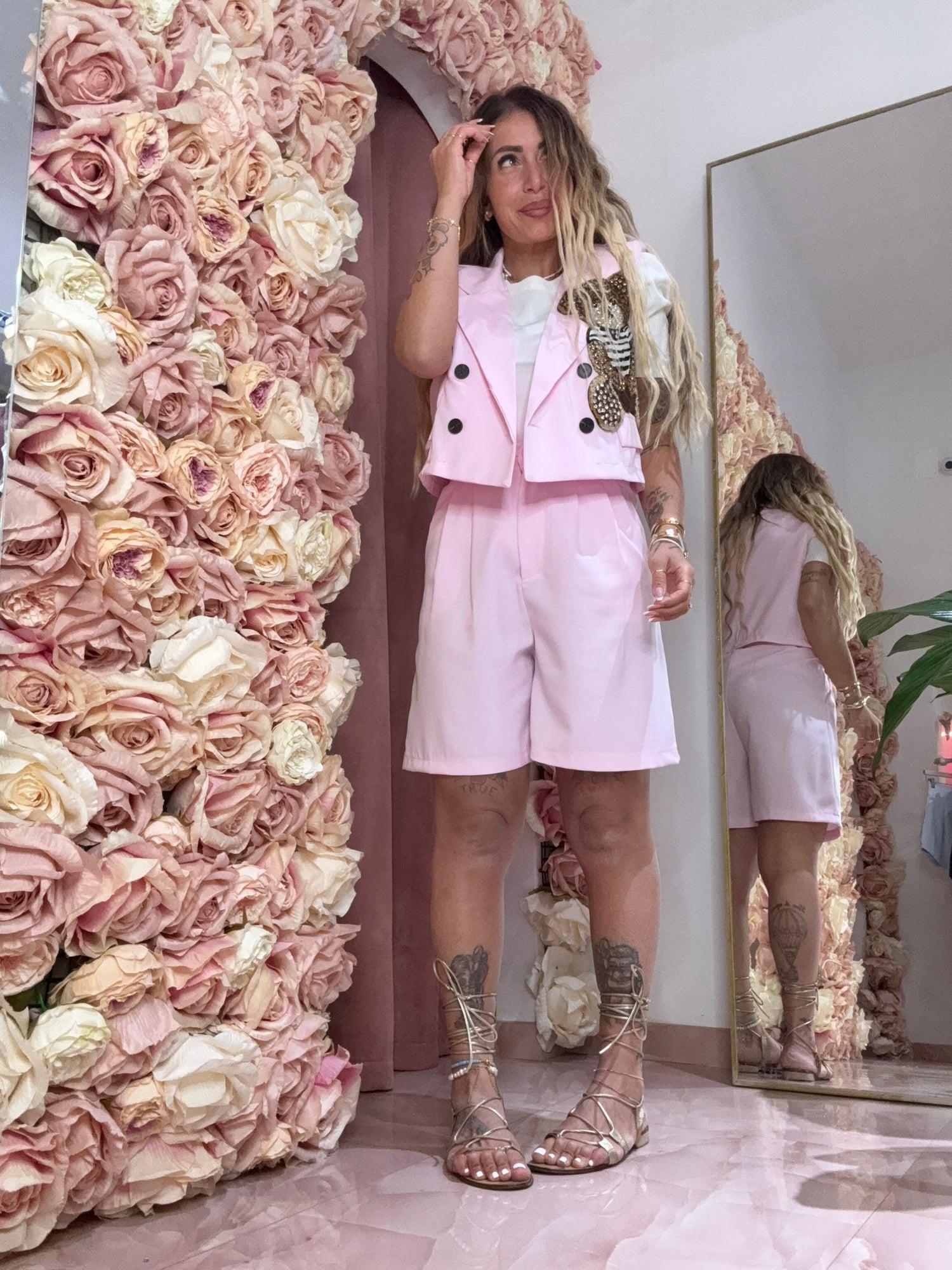 Coordinato Bermuda Teddy Da Spasso Rosa ♥