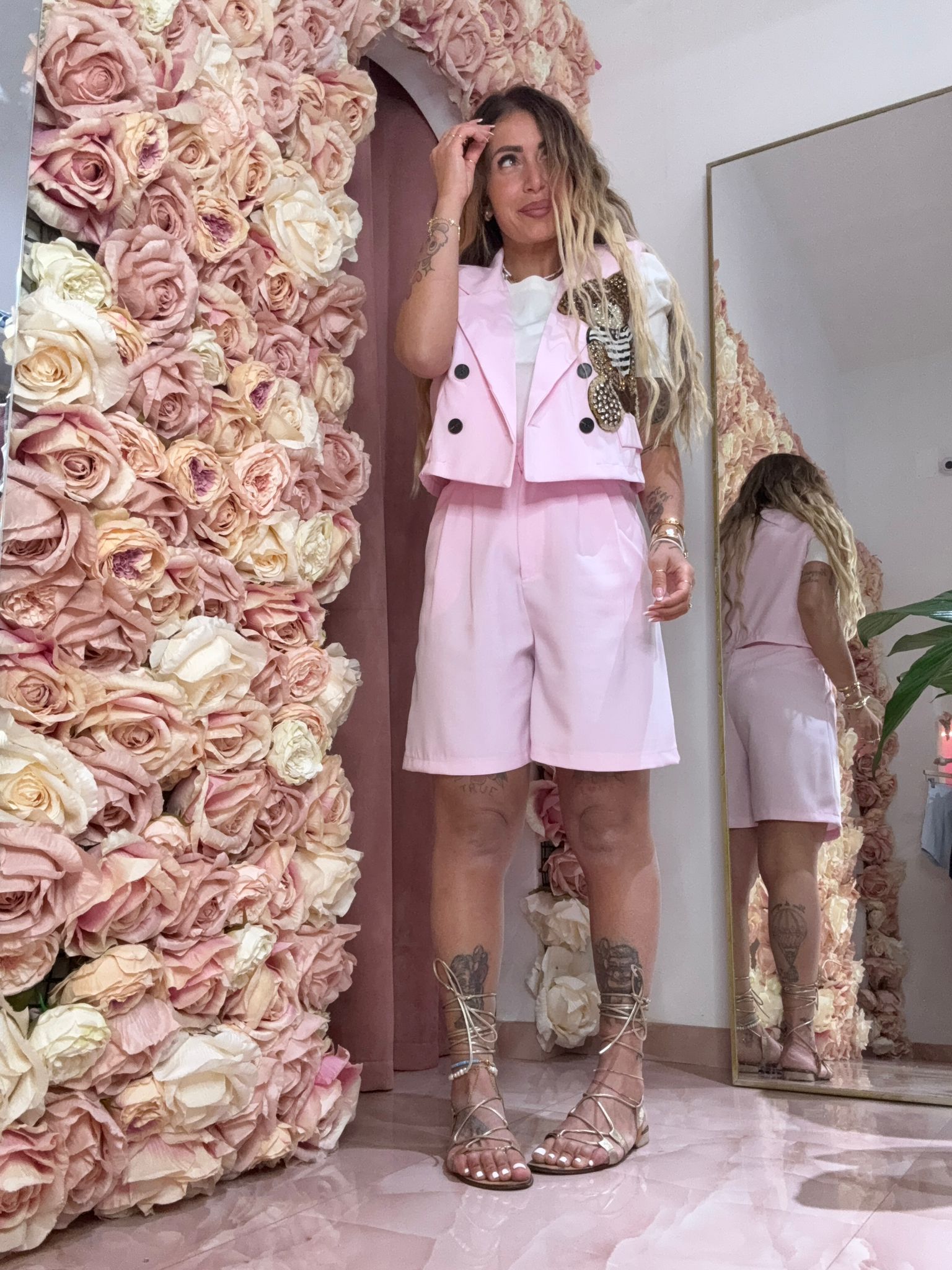 Coordinato Bermuda Teddy Da Spasso Rosa ♥