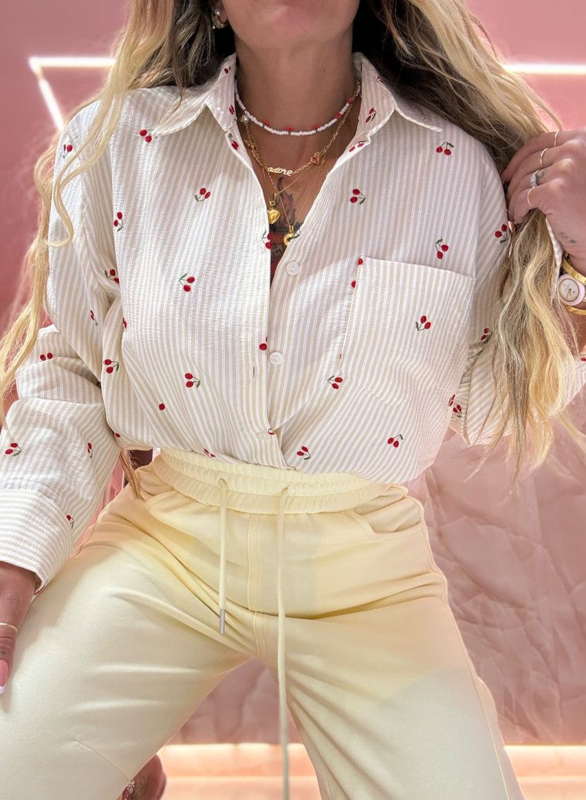 Camicia Gialla MilleRighe Ciliegine ♥