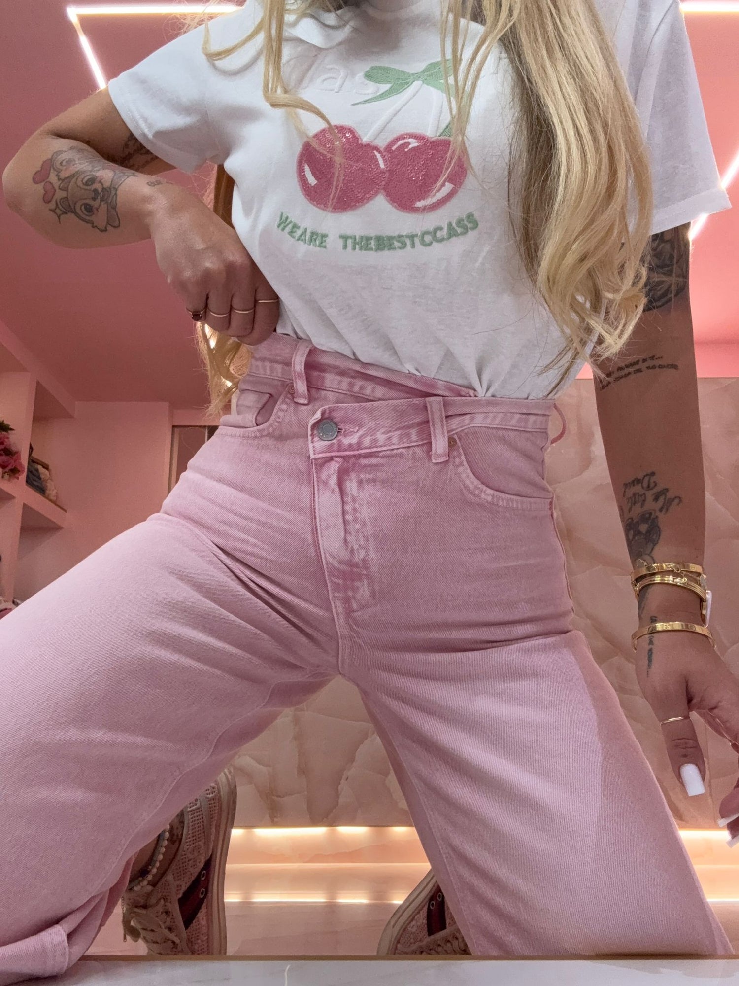 Jeans Asimmetrico Mood Zara Rosa ♥