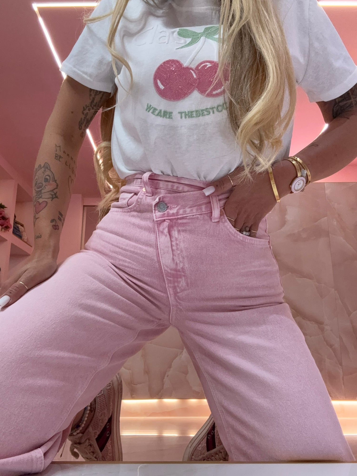 Jeans Asimmetrico Mood Zara Rosa ♥
