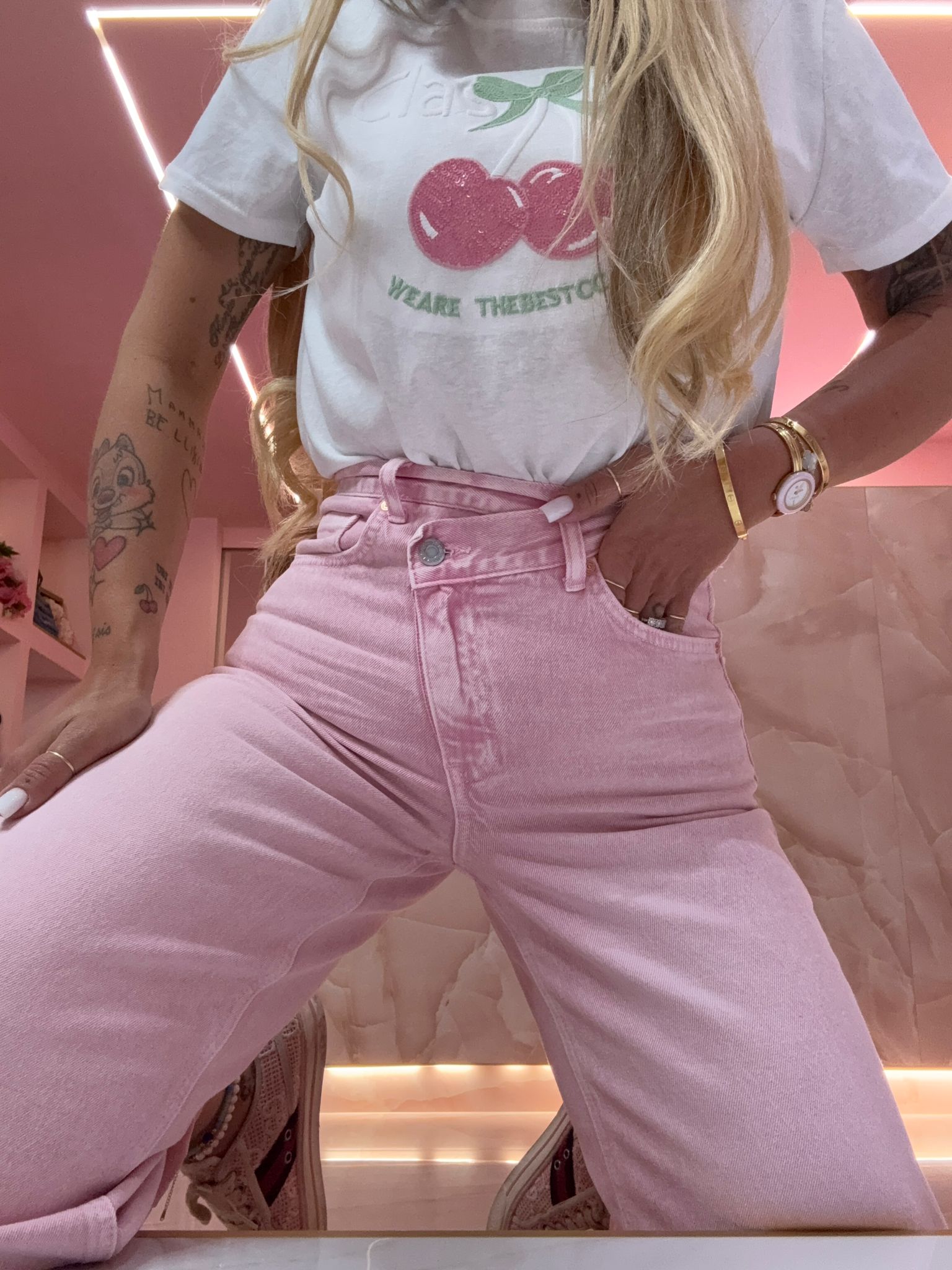 Jeans Asimmetrico Mood Zara Rosa ♥