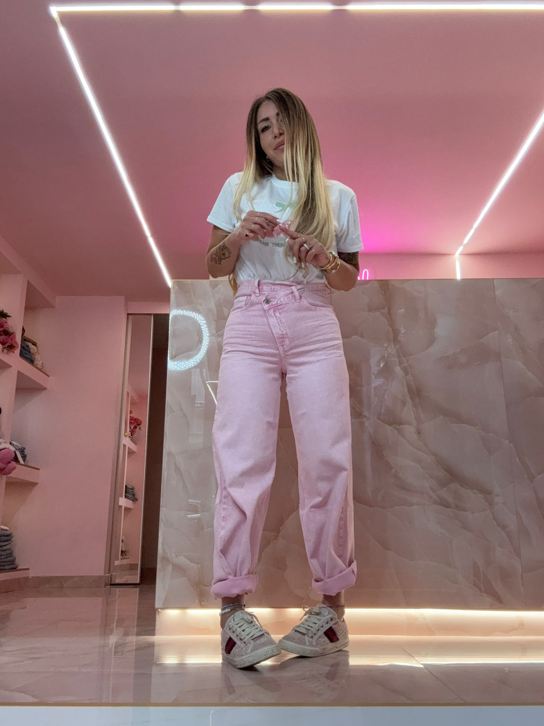 Jeans Asimmetrico Mood Zara Rosa ♥