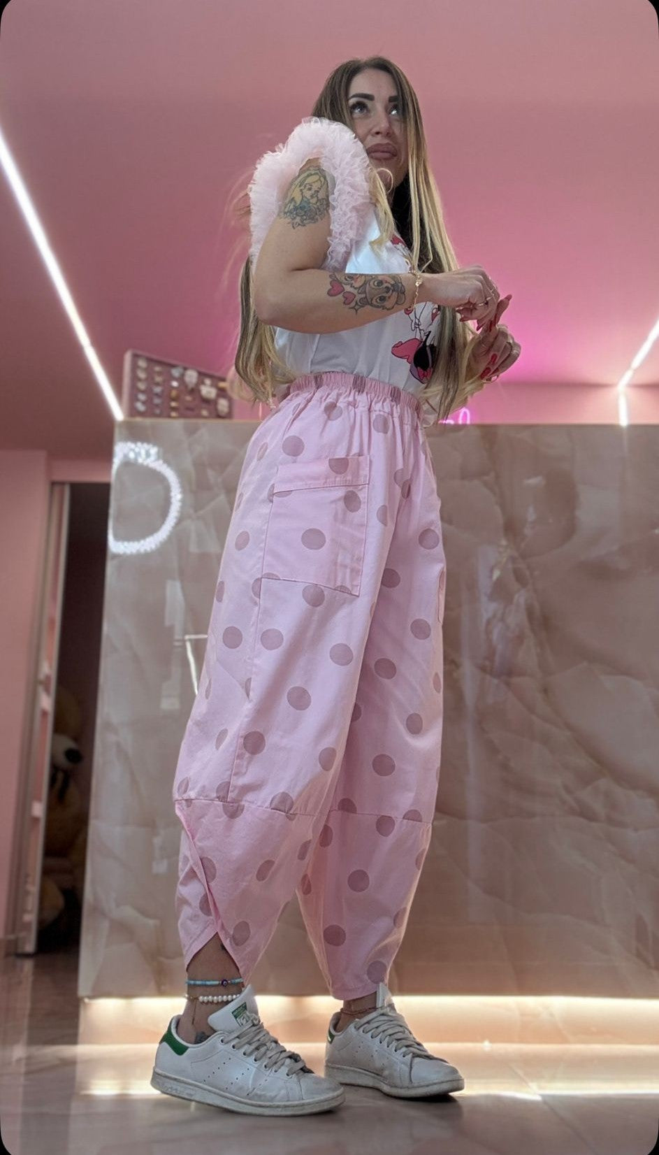 Pantalone Aladin Pois Rosa ♥