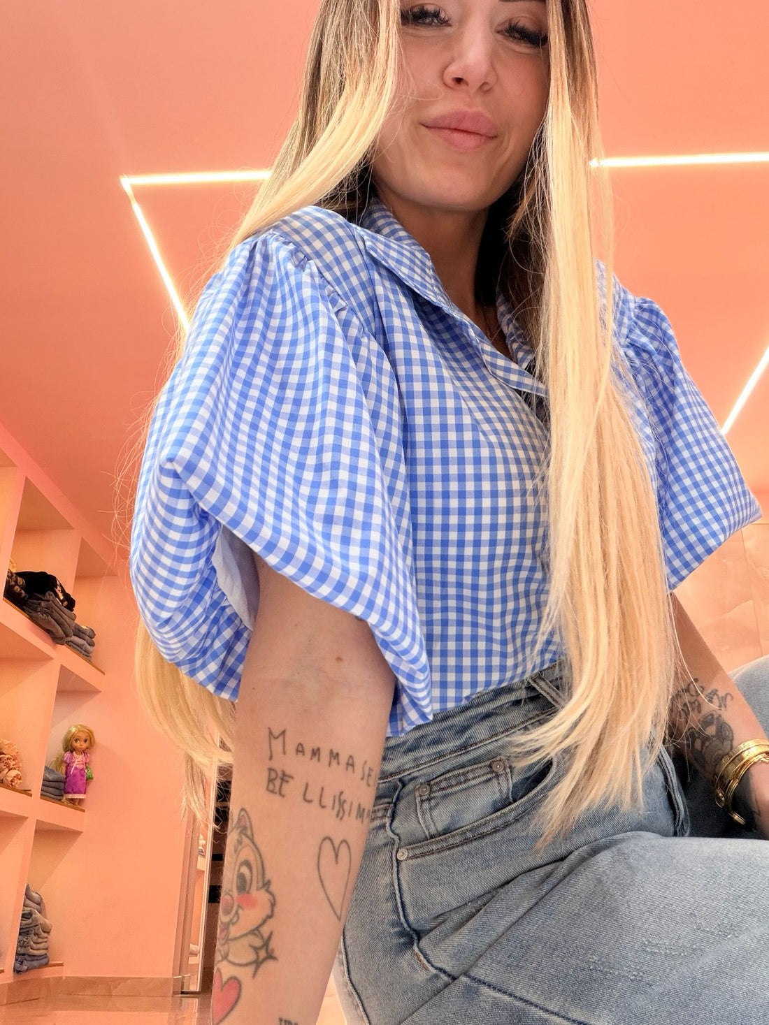 Camicia Quadretti Fiocco Retro ♥