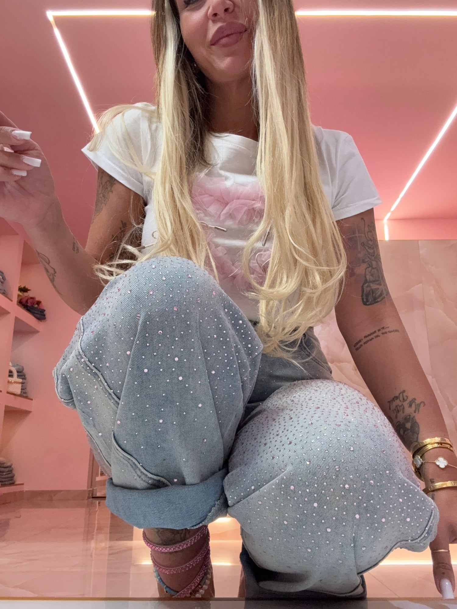 Jeans Balloon &amp; Tasconi Glitter Rosa  ♥