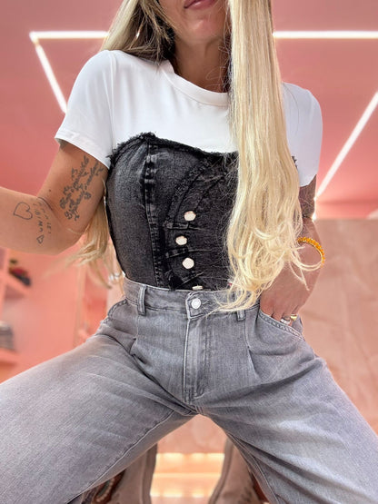 Maglia Bustier Denim Grigio ♥