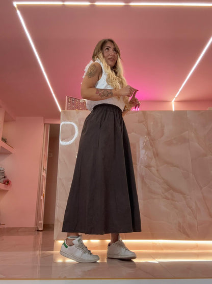 Pantaloni Marrone In Cotone ♥