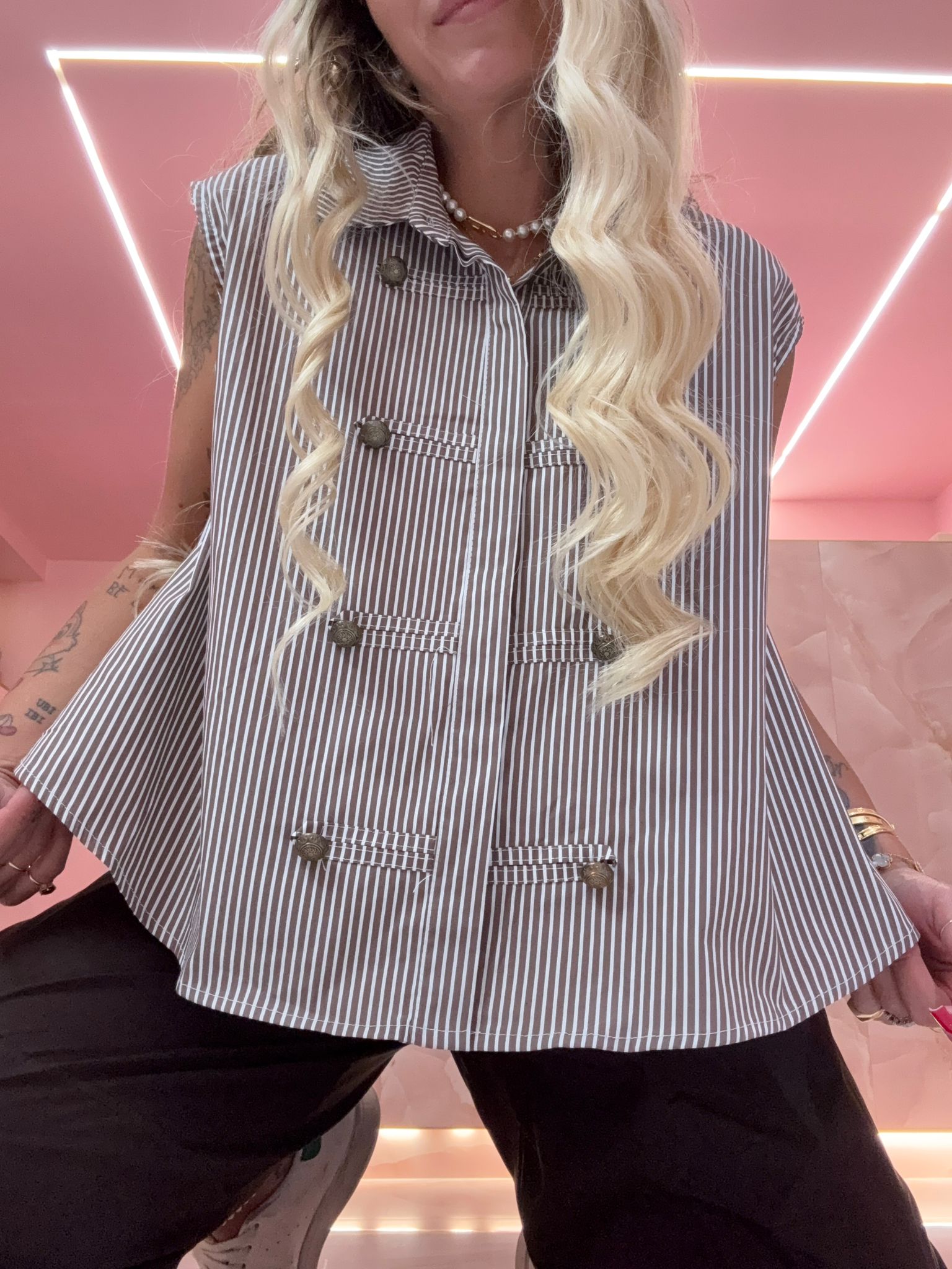 Camicia Coreana MilleRighe Marrò ♥